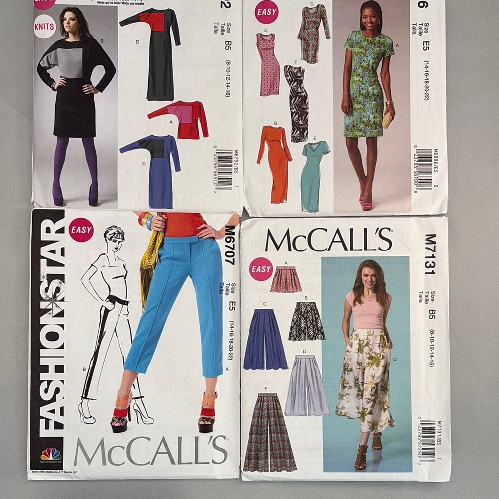 Bundle Of 4 McCalls Dress and Pant Sewing Patterns Uncut
